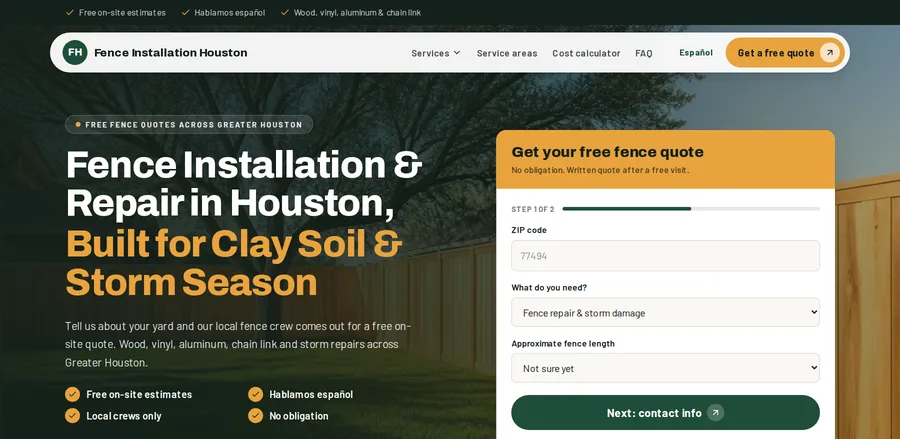 Fence Installation Houston — screenshot